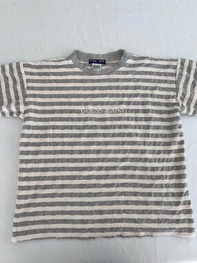 Vintage Guess Jeans Striped Tee in Gray & White